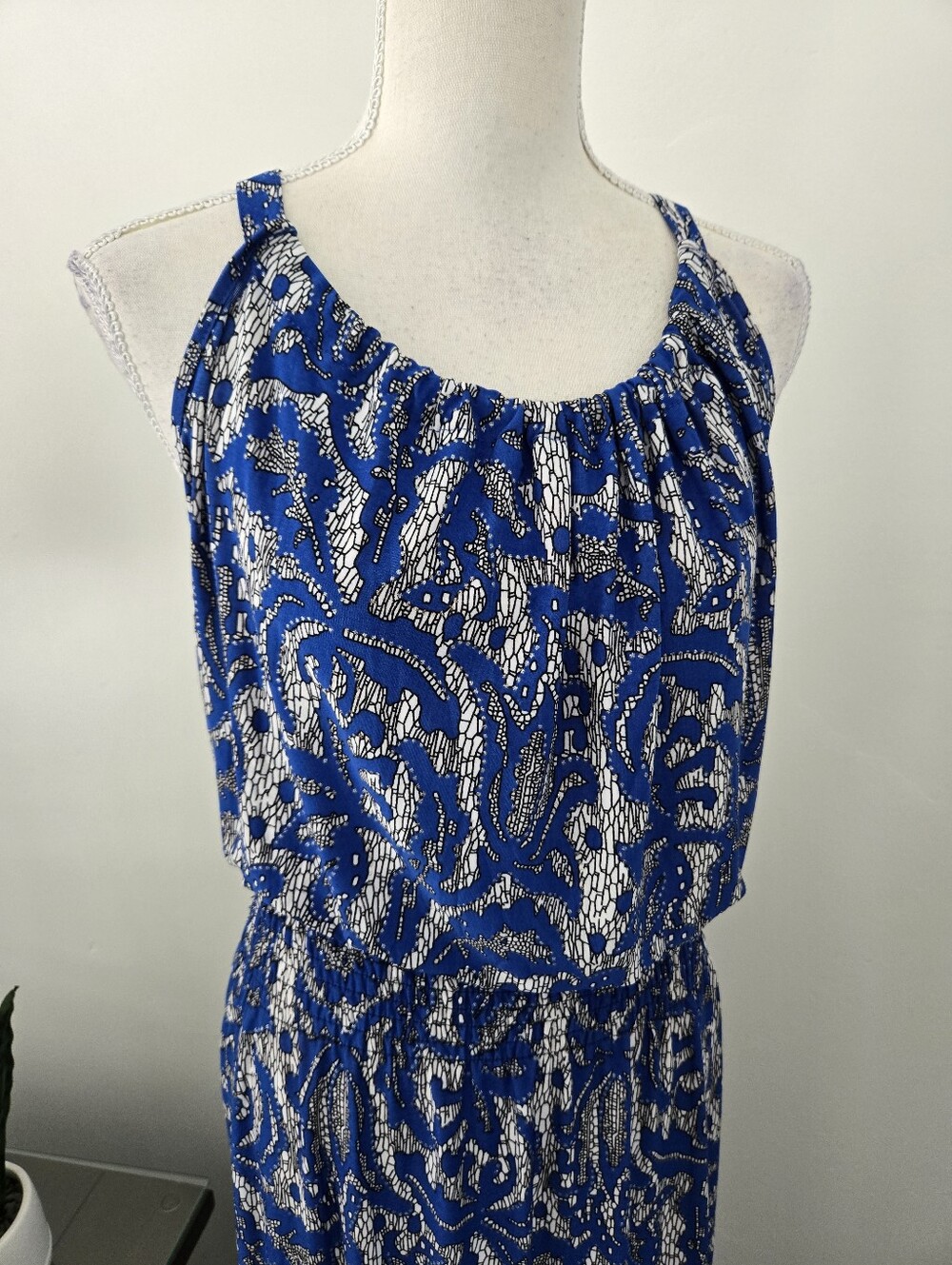 Ace Fashion royal blue and white paisley-print maxi dress. Size 1X. New - Picture 3 of 9